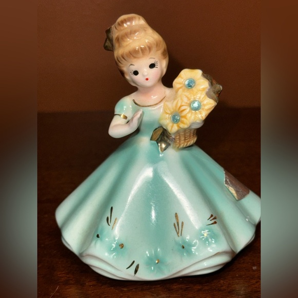 Josef Originals Other - Vintage Josef Originals March Girl Figurine Aqua Dress + Rhinestones